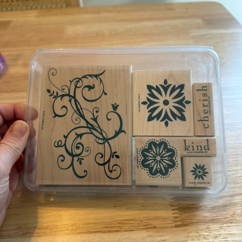 Stampin' Up 6 Piece Baroque Motifs Wood Mounted Stamp Set 2007
